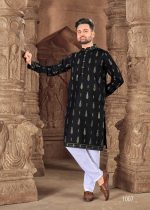Gent's Cotton Kurta With Foil Print And Payjama