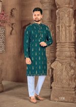 Gent's Cotton Kurta With Foil Print And Payjama