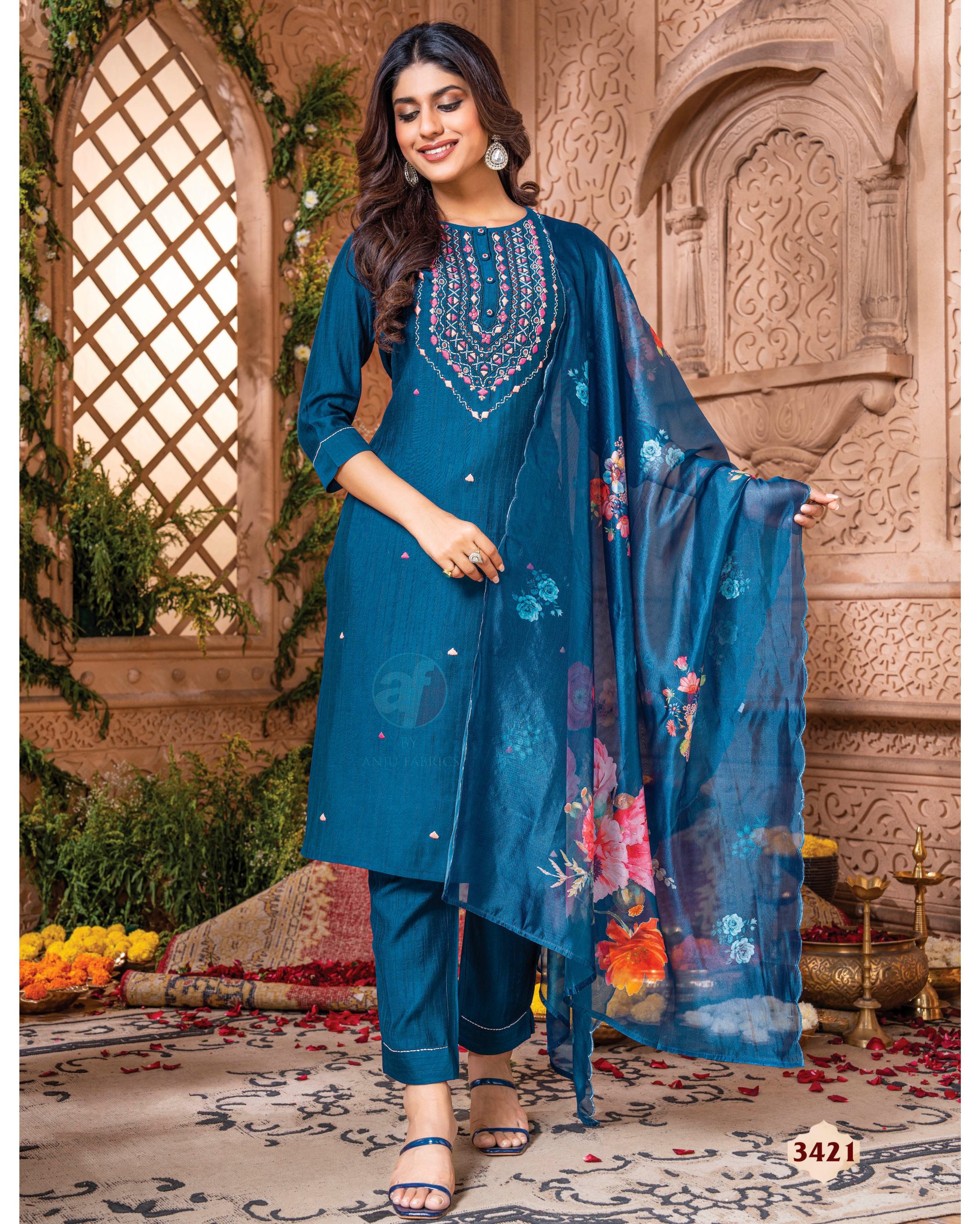 Immerse Yourself In Style With Our Stitched Viscose Kurti Set Enhanced By Beautiful Knots And Handwork Perfect For Effortless Party Elegance