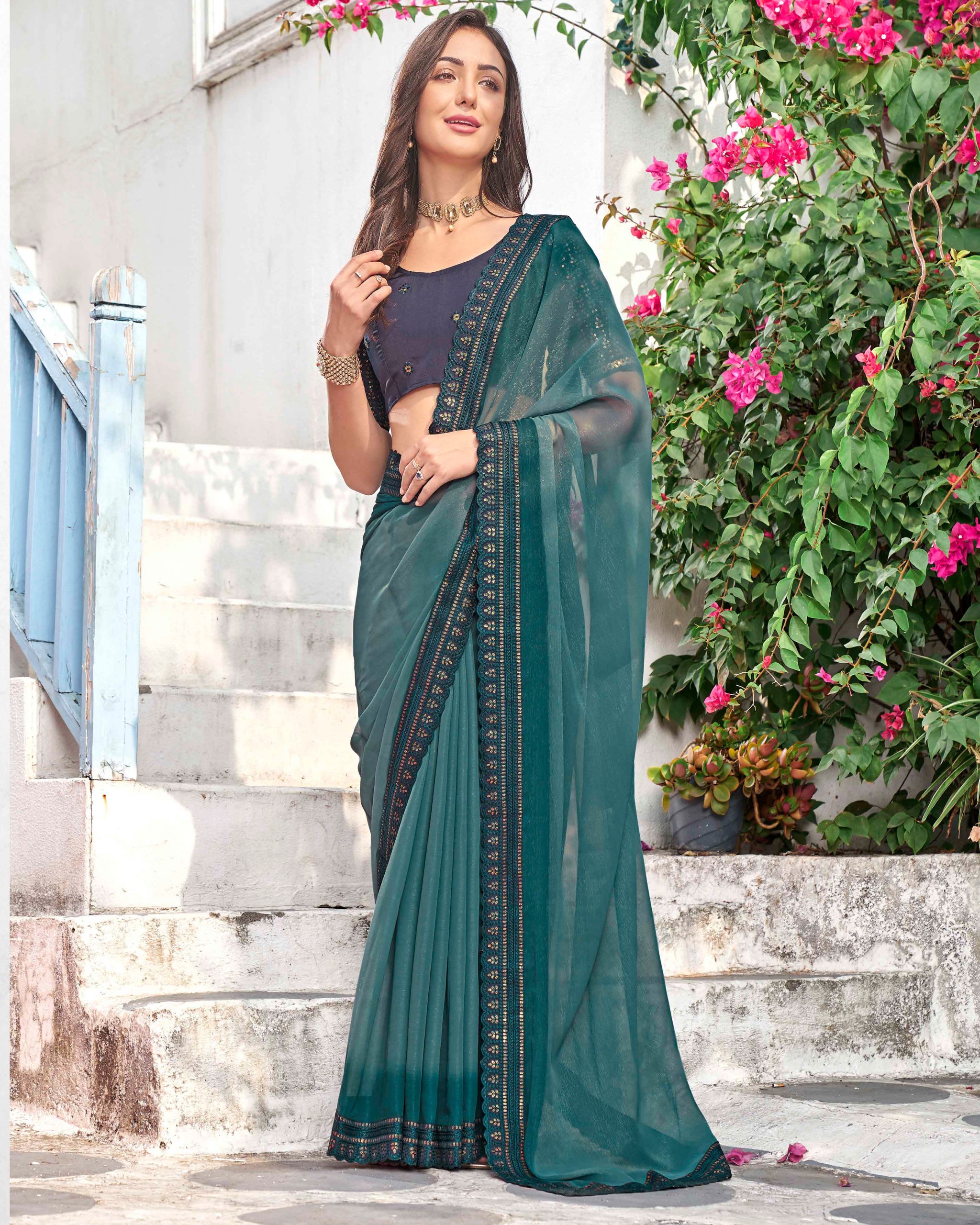 Flaunt Your Style in our Georgette Designer Saree with Blouse