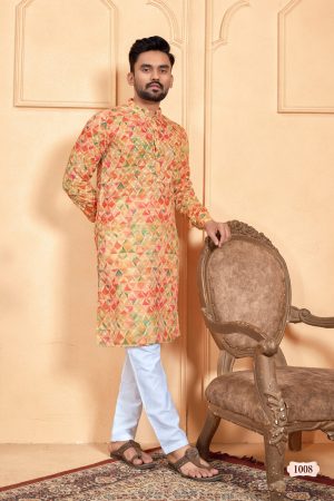 Presenting Readymade Cotton Schiffli Men Wear Kurta With Payjama.