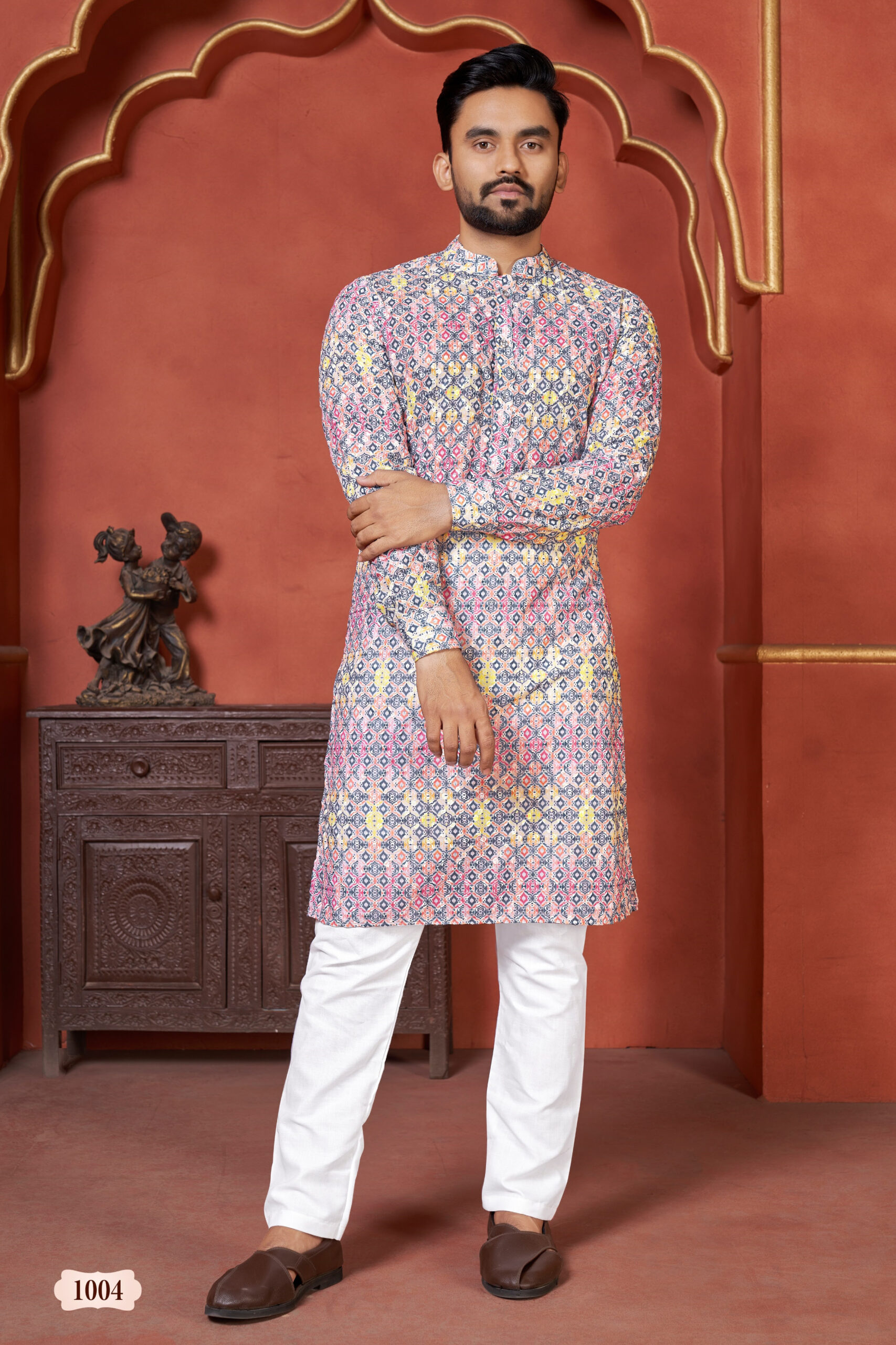 Presenting Readymade Cotton Schiffli Men Wear Kurta With Payjama.