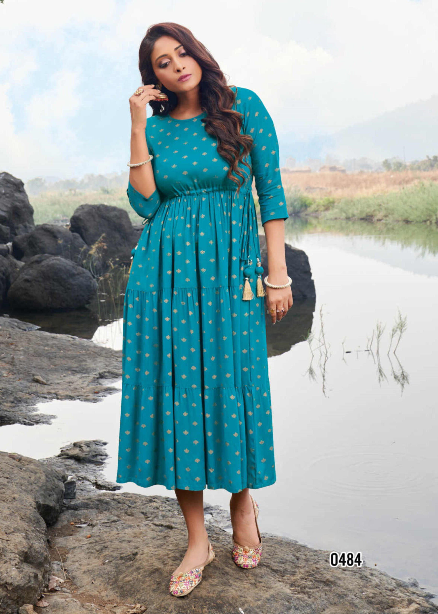 Anarkali Readymade Rayon Foil Print Kurtis