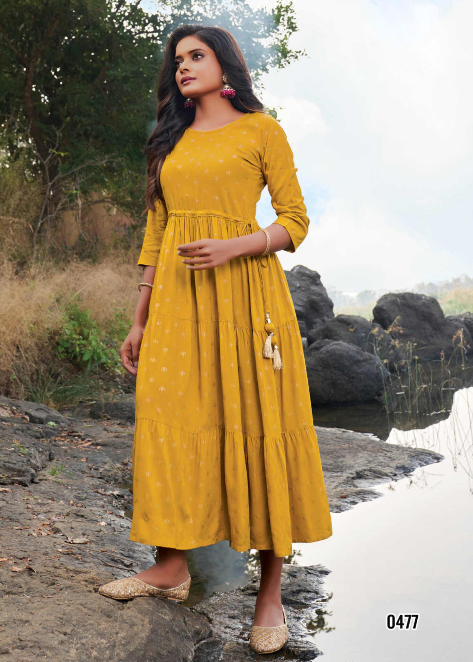 Anarkali Readymade Rayon Foil Print Kurtis