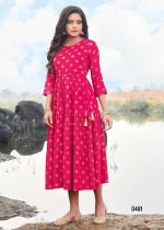 Anarkali Readymade Rayon Foil Print Kurtis