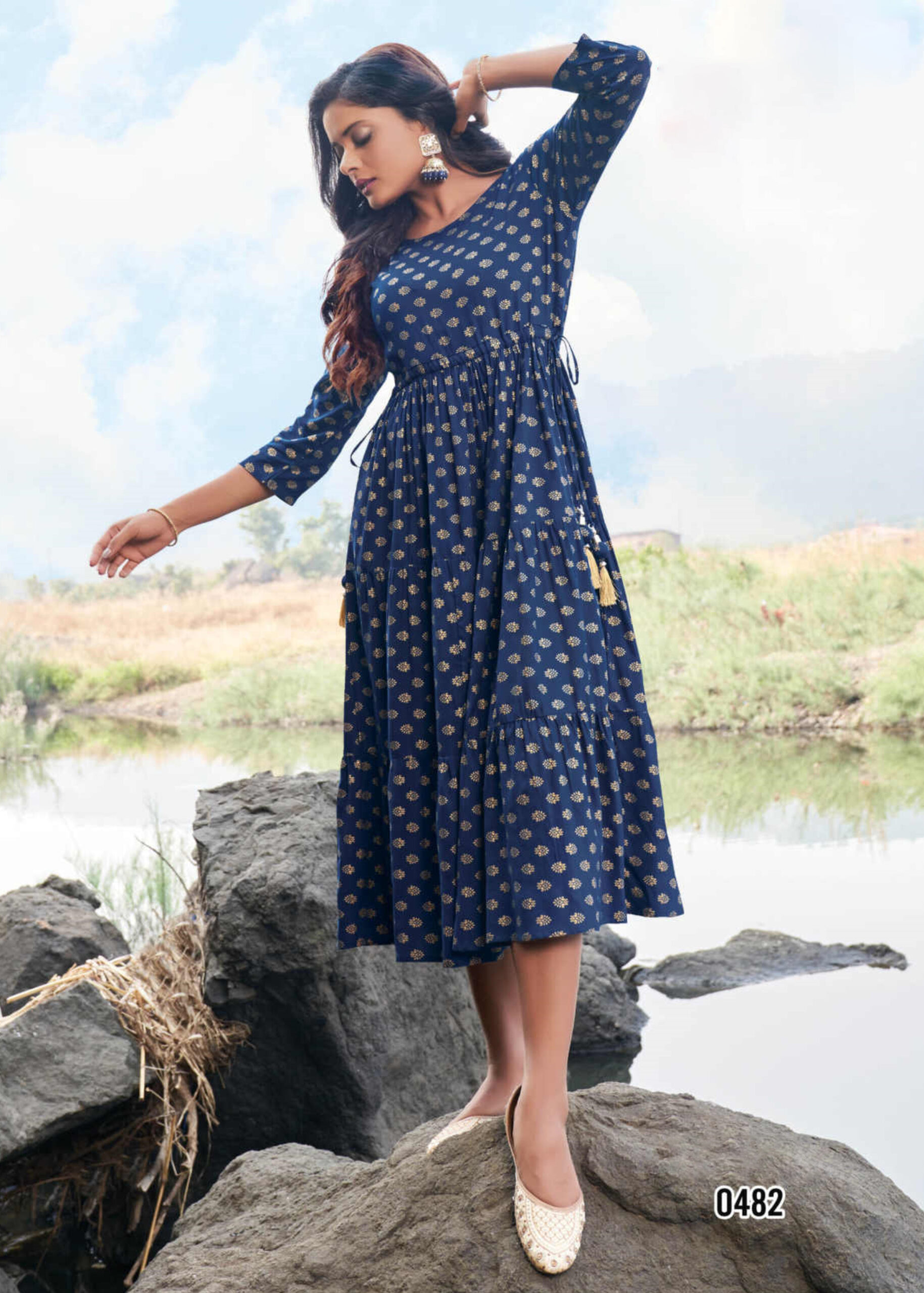 Anarkali Readymade Rayon Foil Print Kurtis