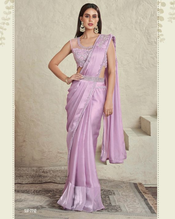 Ethnicrang Women's Un Stitched Embrodiery Partywear Designer Saree With Blouse