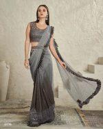 Ethnicrang Women's Un Stitched Embrodiery Partywear Designer Saree With Blouse