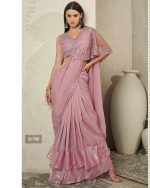 Ethnicrang Women's Un Stitched Embrodiery Partywear Designer Saree With Blouse