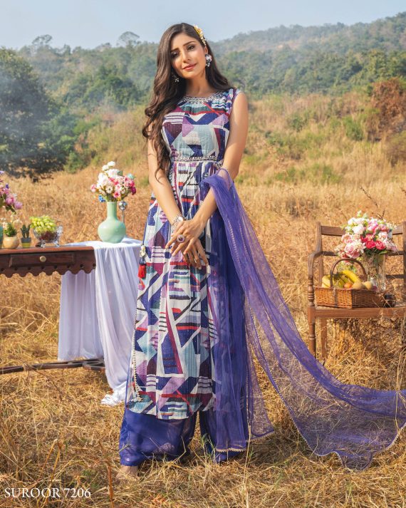 Anju Fabrics Present Nyra Cut Summer Collection Kurti Palazzo WIth Dupatta