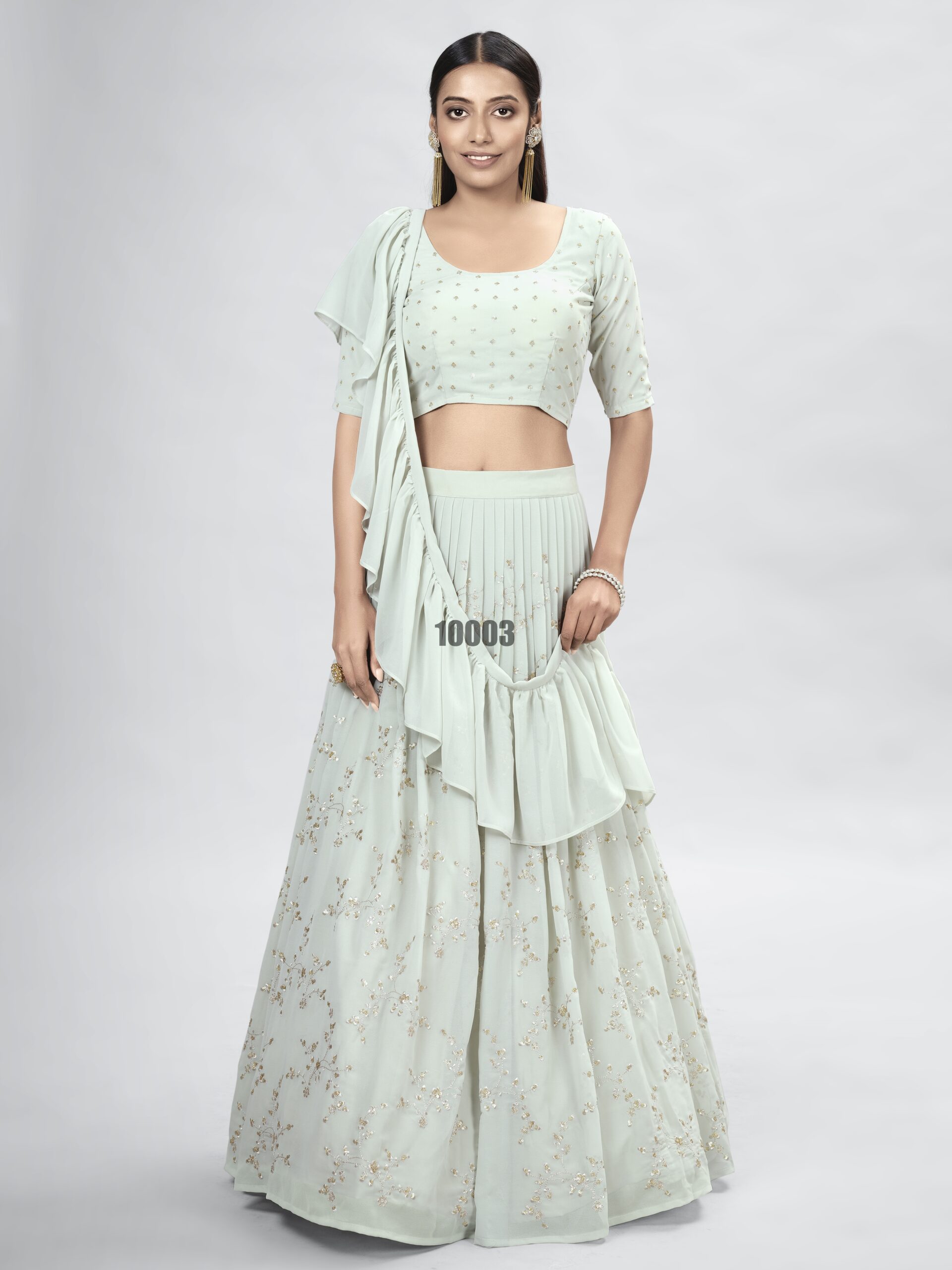 Presenting Stitched Georgette Designer Partywear Lehenga Choli Collection