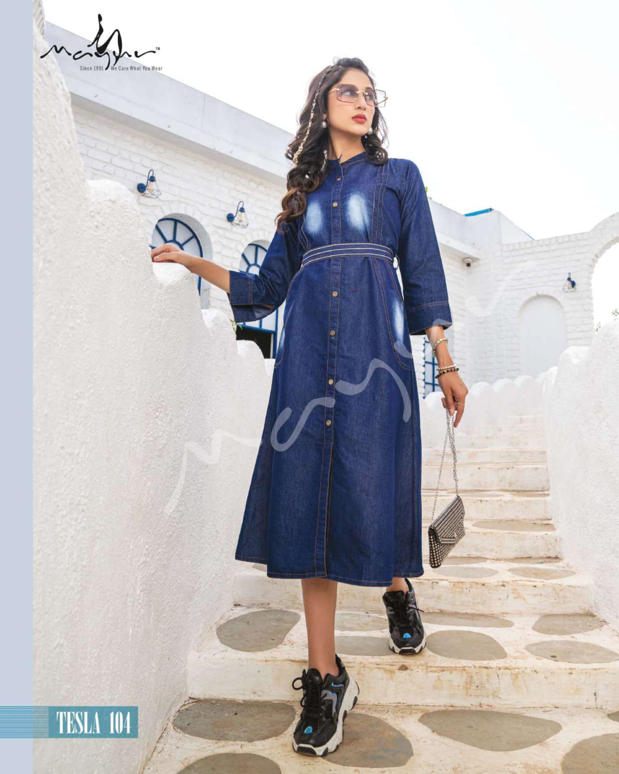 Mayur Fashion Present Tesla Cotton Denim Kurtis