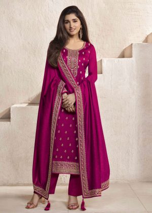 Discover The Allure Of Our Semistitched Silk Georgette Salwar Suit Set Complete With Santoon Inner, Silk Bottom, And Chiffon Dupatta