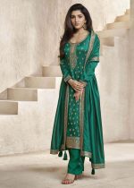 Discover The Allure Of Our Semistitched Silk Georgette Salwar Suit Set Complete With Santoon Inner, Silk Bottom, And Chiffon Dupatta