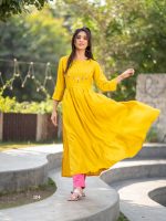 Readymade Dobby Rayon Hand Work Nyra Cut Kurtis