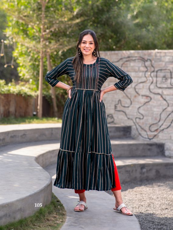 Readymade Dobby Rayon Hand Work Nyra Cut Kurtis