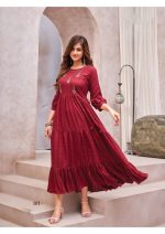 Readymade Rayon Dobby Handwork Long Gown