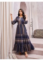 Readymade Rayon Dobby Handwork Long Gown