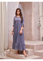 Readymade Rayon Dobby Handwork Long Gown