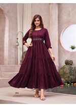 Readymade Rayon Dobby Handwork Long Gown