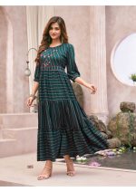 Readymade Rayon Dobby Handwork Long Gown
