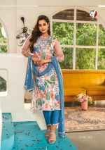 Anju Fabrics Presents Affair Pure Viscose Stitched Kurtis Pent Dupatta Set
