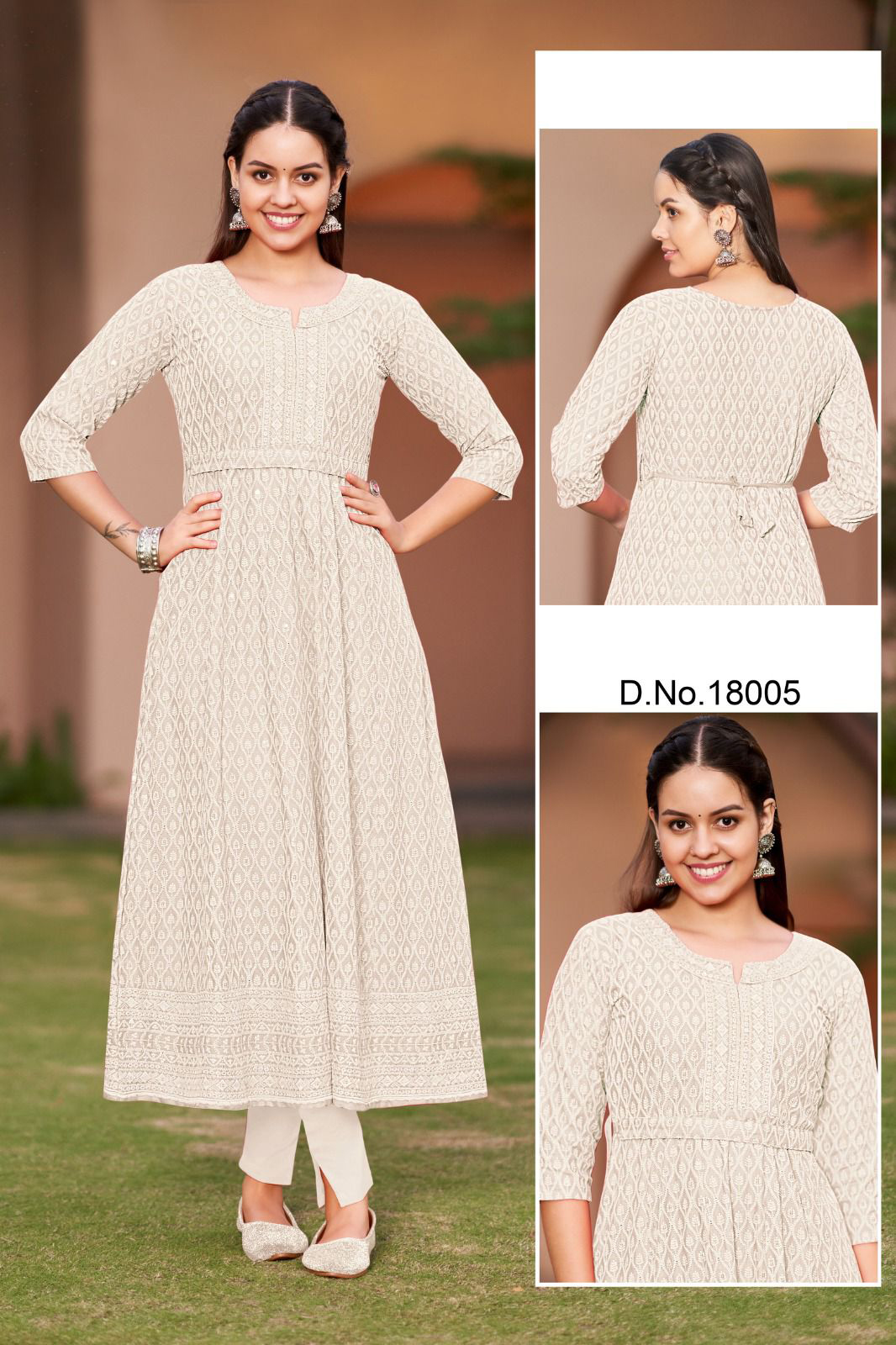 Rayon Schiffli Anarkali kurtis