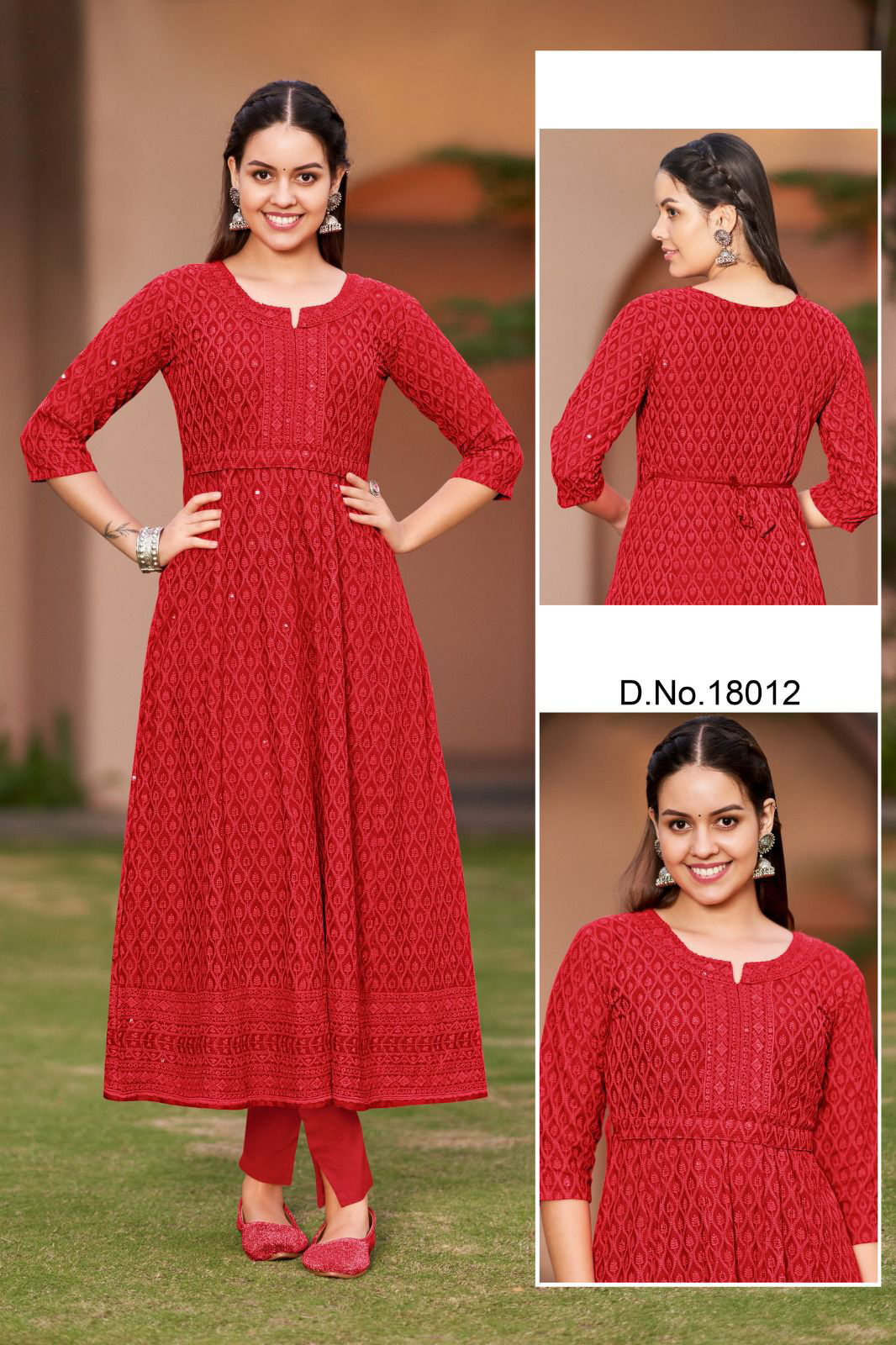 Rayon Schiffli Anarkali kurtis