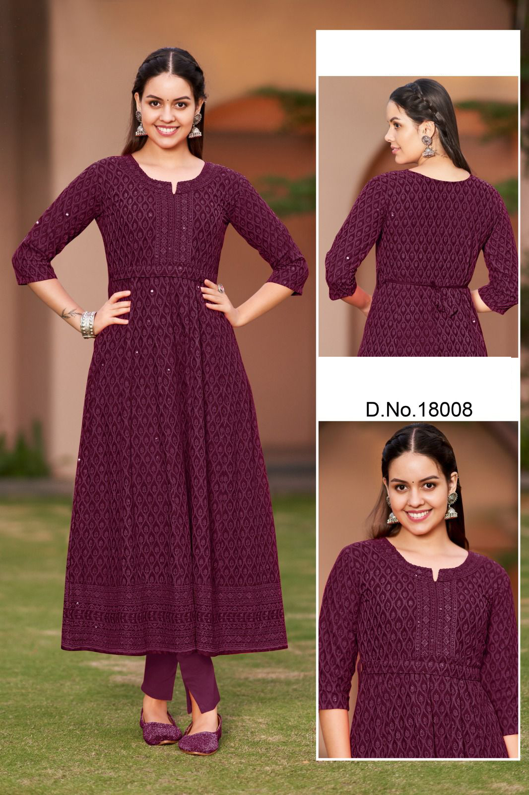 Rayon Schiffli Anarkali kurtis