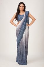 Ombre Sequin Multicolor Party Wear Ready To Wear Saree