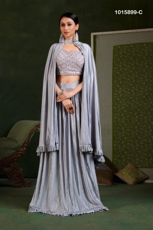 Wedding Wear Sequins Work Ready To Wear Saree