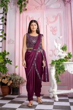 Ready To Wear Saree/ One Minute Saree/dhoti Pattern Saree With Real Mirror Work Comes With Mirror Belt And Stitched Blouse