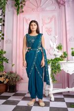 Ready To Wear Saree/ One Minute Saree/dhoti Pattern Saree With Real Mirror Work Comes With Mirror Belt And Stitched Blouse