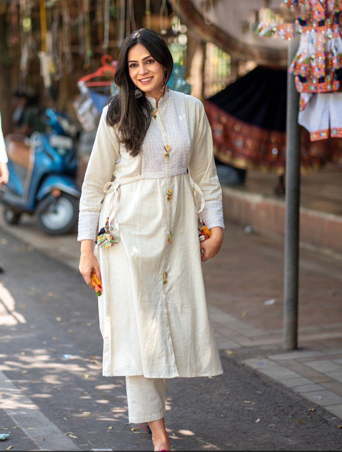 Pure Cotton Chikan Work Kurti With Pent