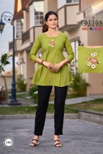 Top Premium Quality 100% Cotton with Handmade Work and Stretchable Cotton Pants with 2 Side Pockets