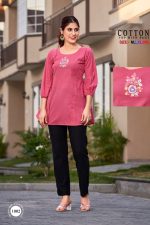 Top Premium Quality 100% Cotton with Handmade Work and Stretchable Cotton Pants with 2 Side Pockets