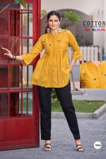 Top Premium Quality 100% Cotton with Handmade Work and Stretchable Cotton Pants with 2 Side Pockets