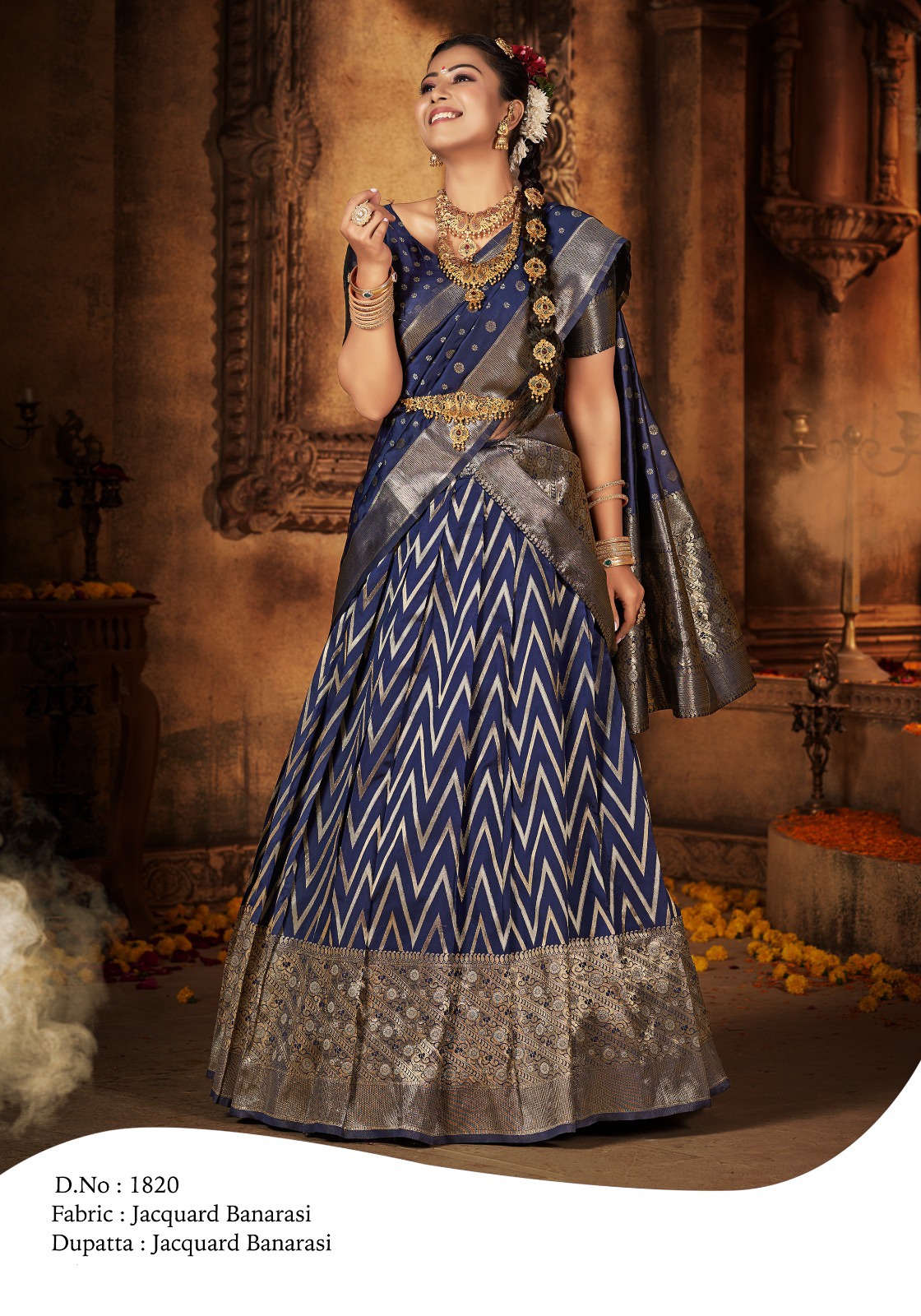 Semi-Stitched Heavy Jacquard Semi Stitched Lehenga Choli Collection