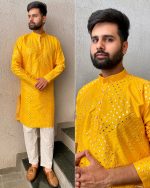 Elevate Your Style with our New Collection Heavy Banglori Silk Kurtas with Mirror Work. Perfect for Functions and Parties