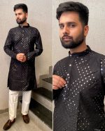 Elevate Your Style with our New Collection Heavy Banglori Silk Kurtas with Mirror Work. Perfect for Functions and Parties