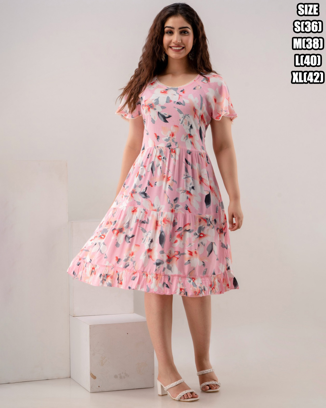 Make A Statement Wherever You Go With Our Rayon Crepe Printed Midi Dress. Embrace Timeless Style And Be The Embodiment Of Elegance!