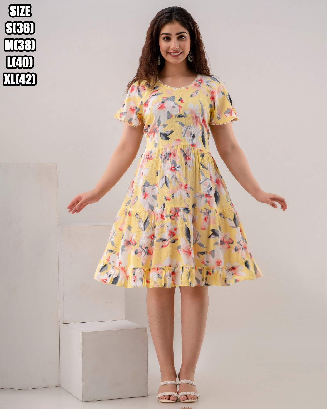 Make A Statement Wherever You Go With Our Rayon Crepe Printed Midi Dress. Embrace Timeless Style And Be The Embodiment Of Elegance!