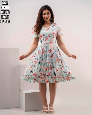 Make A Statement Wherever You Go With Our Rayon Crepe Printed Midi Dress. Embrace Timeless Style And Be The Embodiment Of Elegance!
