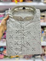 Cotton With Heavy Embroidery Mirror Work Men With Kids Kurta With Pajama