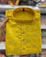 Cotton With Heavy Embroidery Mirror Work Men With Kids Kurta With Pajama