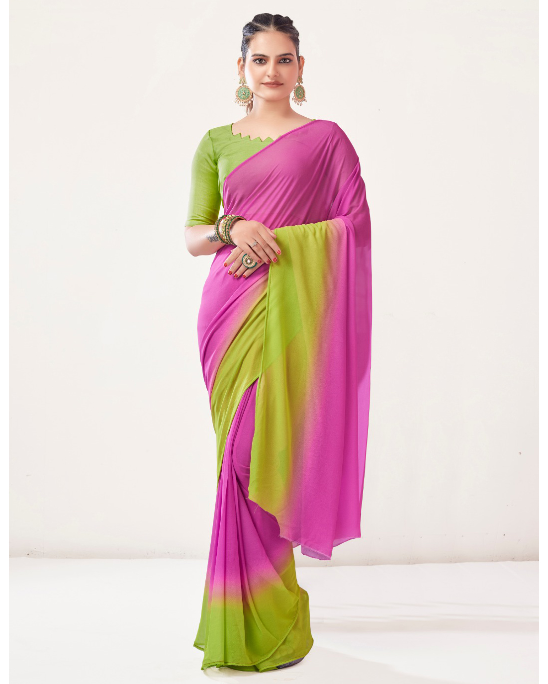 Presenting Readytowear Georgette Partywear Saree With Georgette Blouse