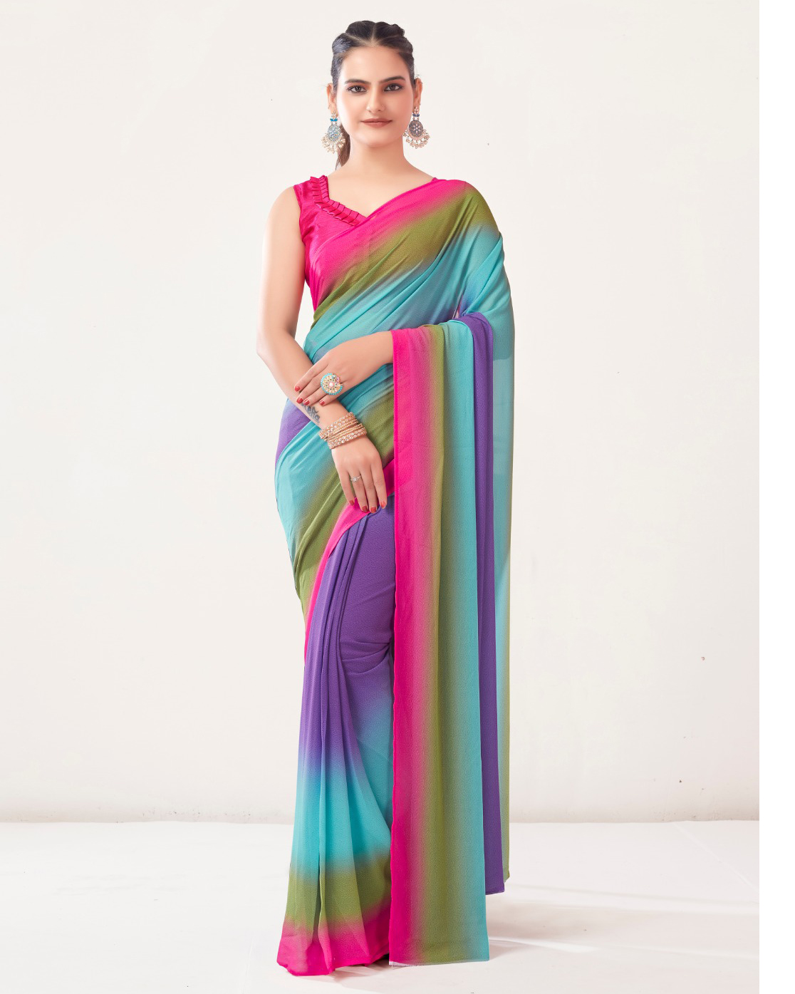 Presenting Readytowear Georgette Partywear Saree With Georgette Blouse