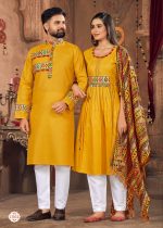 Present Navratri Special Couple Combo Of Kurta With Payjama And Kurti With Pants & Dupatta