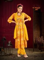 Women's Rayon Digital Print Stitched Kurti Pent With Dupatta