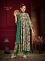 Women's Stitched Rayon Handwork Kurti Pent With Nazneen Dupatta